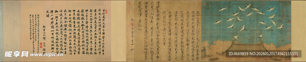 古代精美书页与绘画景象