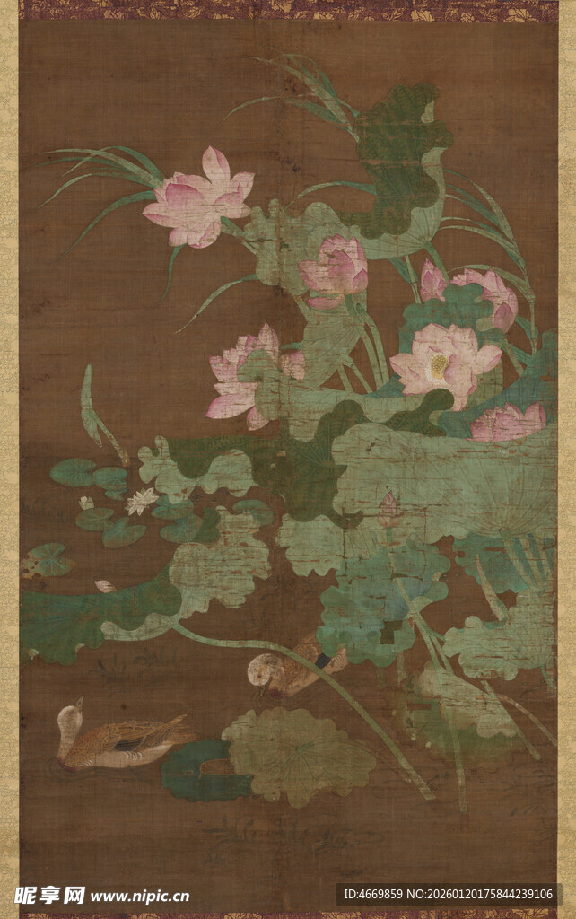 古风花卉图案精美织物