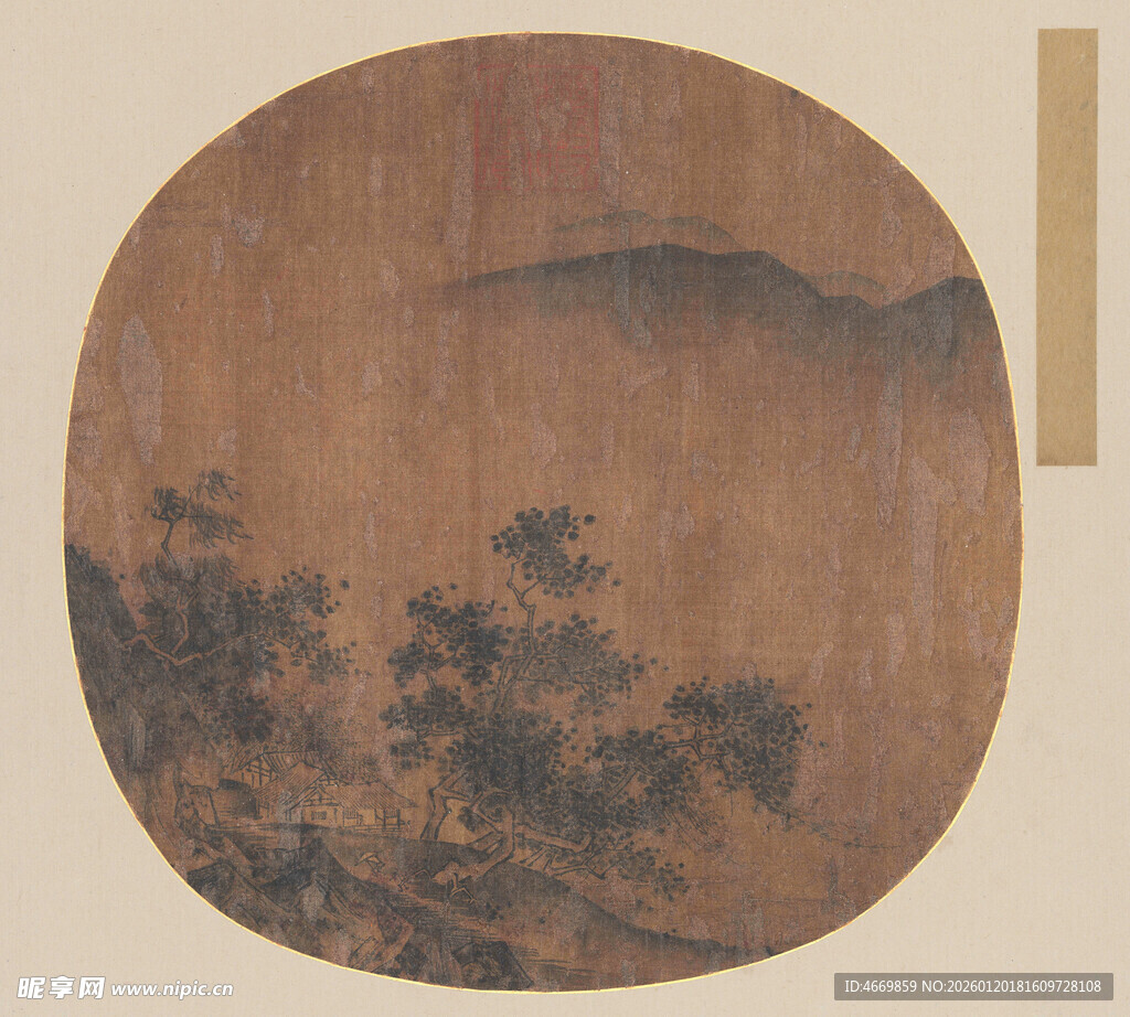 圆形古意山水图