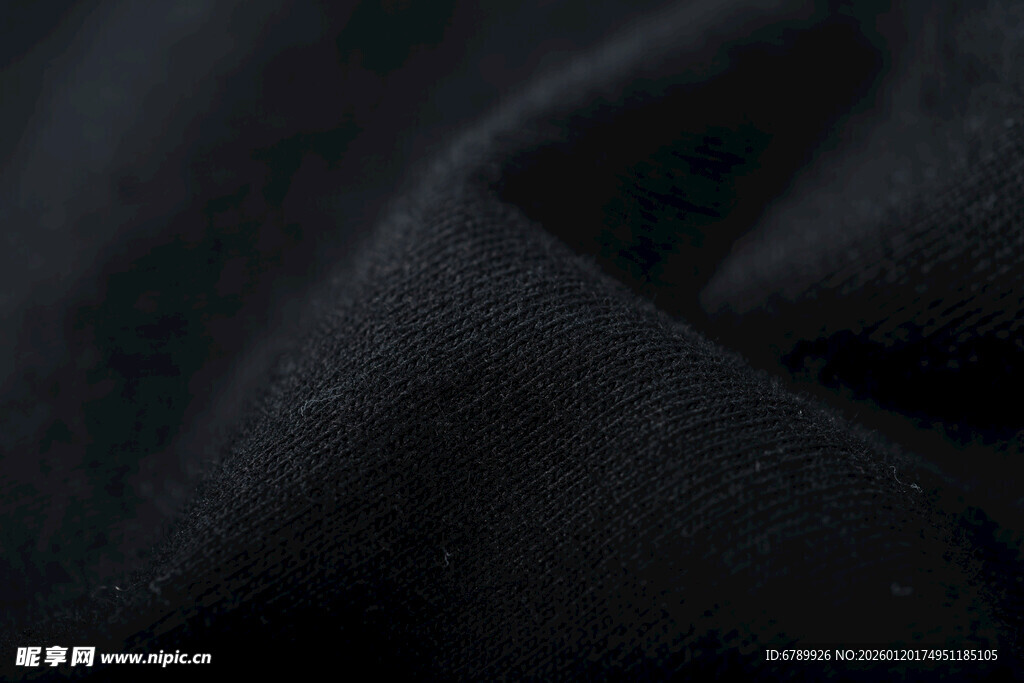 黑色柔软布料纹理特写