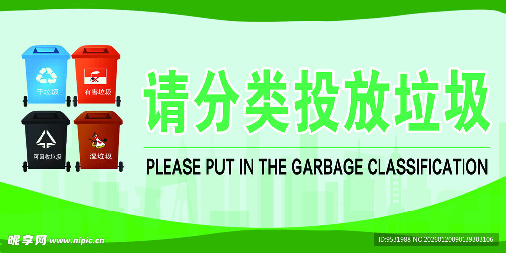 请分类投放垃圾标识牌