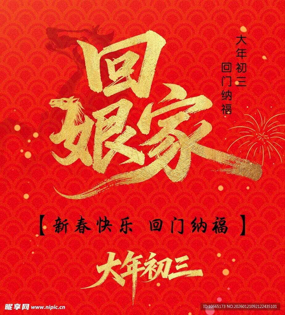大年初三  回娘家喜庆海报