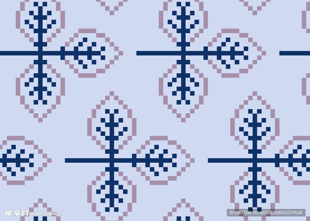 蓝色几何植物图案纹理