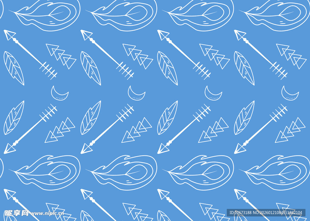 蓝色简约羽毛箭头图案背景