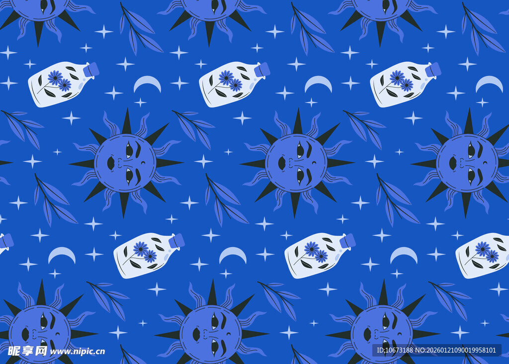 蓝色星空图案无缝背景