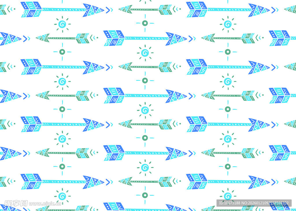 蓝白箭头雪花图案背景