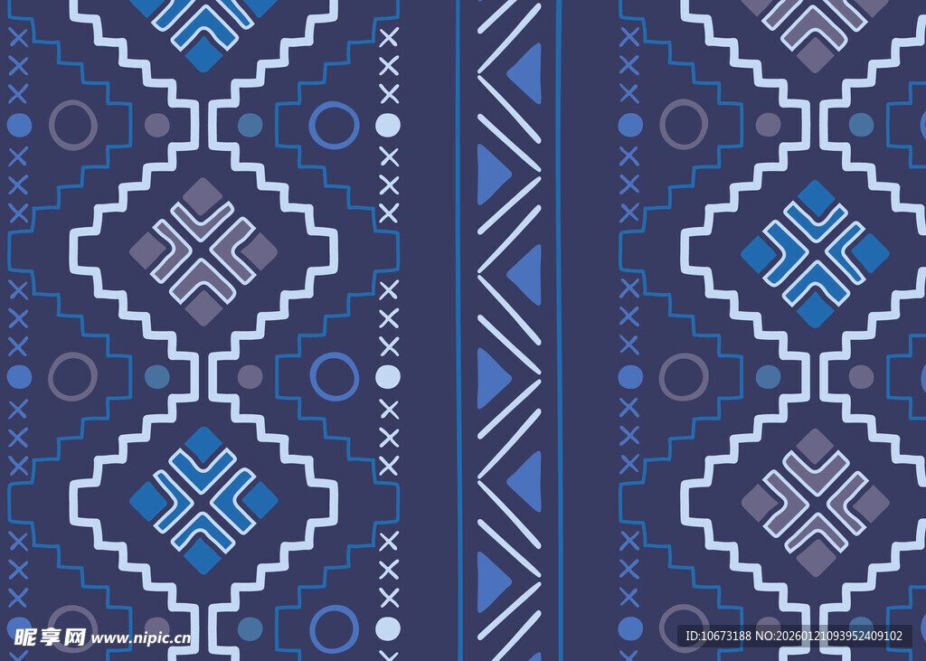 蓝白几何民族风图案纹理