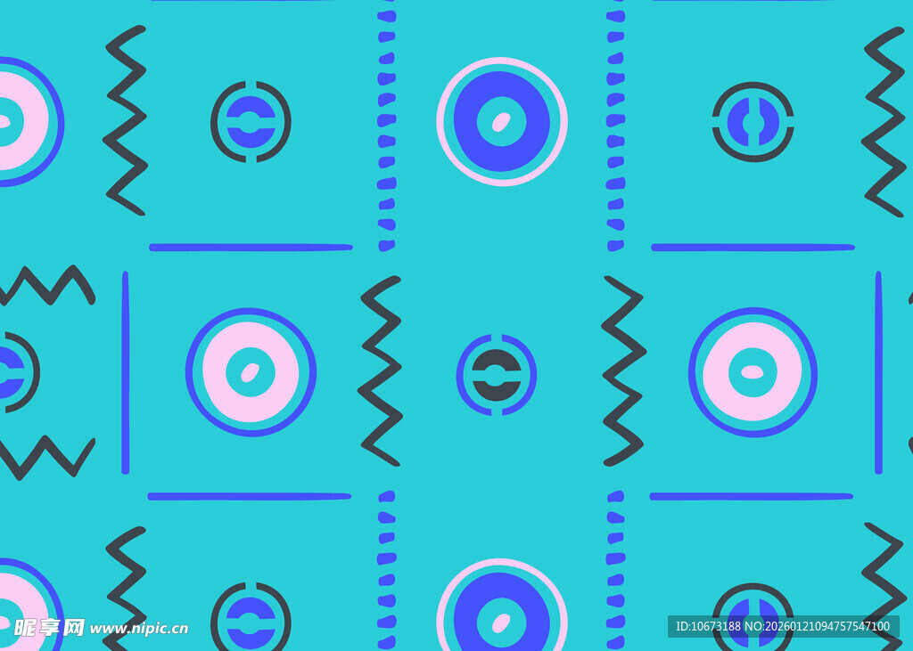 蓝底几何图案无缝背景图