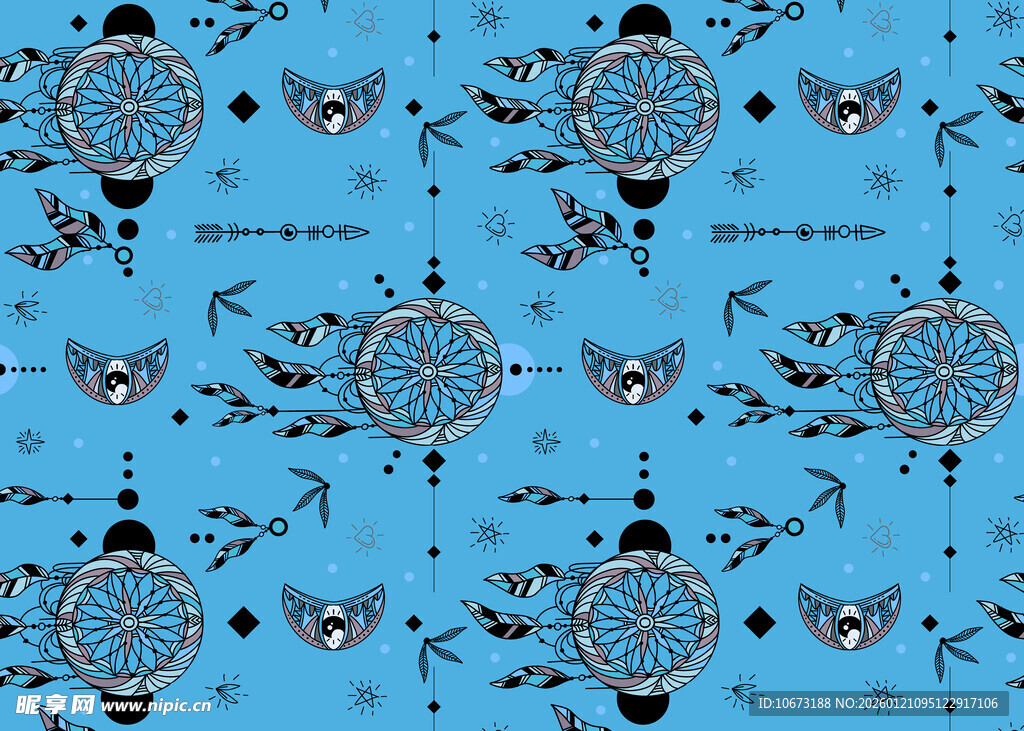 蓝色民族风几何图案纹理