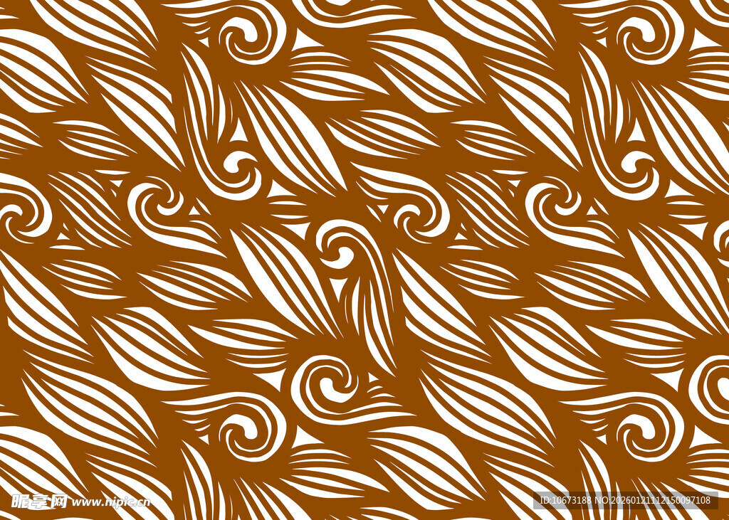 棕白相间叶片花纹图案