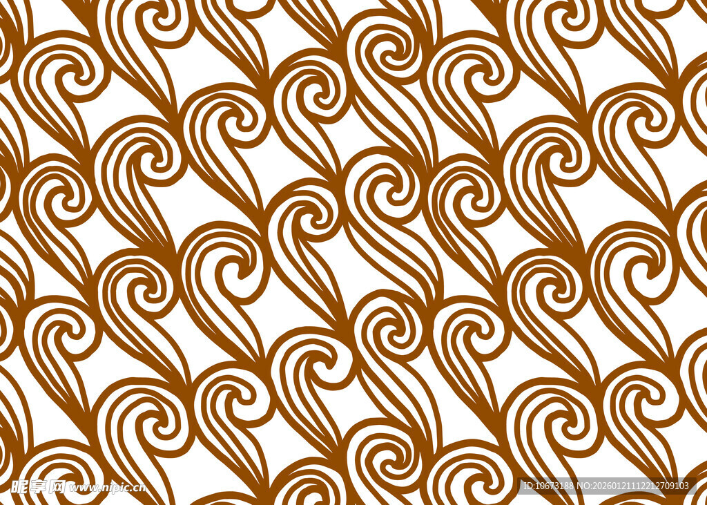 棕色涡旋花纹无缝图案