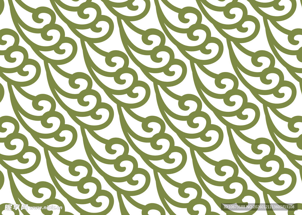 绿色中式曲线花纹图案