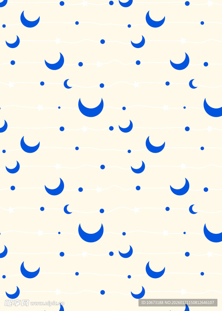 蓝色月牙星星简约图案