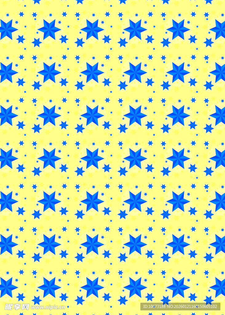 黄色背景蓝色星星图案