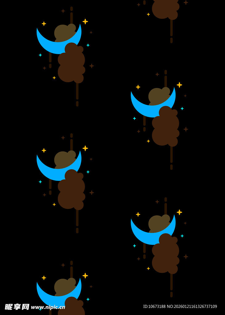 卡通动物图案的黑色背景