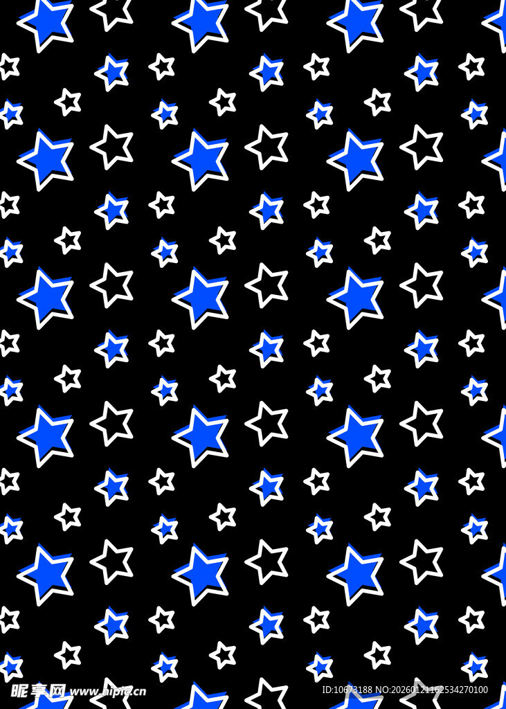 蓝白星星黑色背景图案