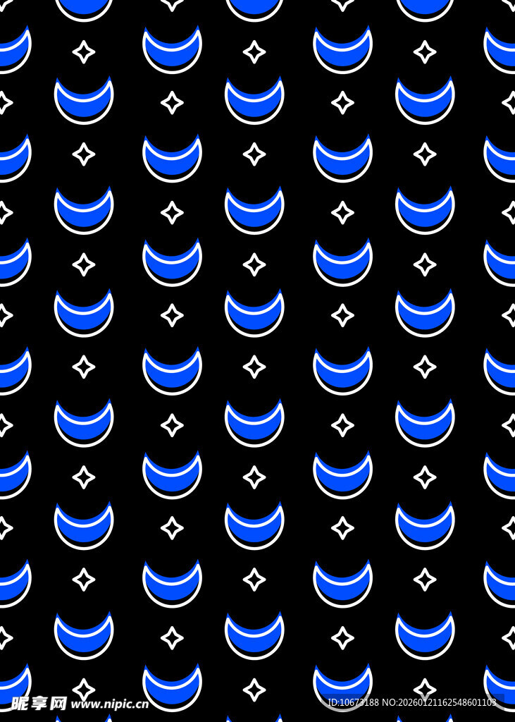蓝色月牙图案黑色背景纹理