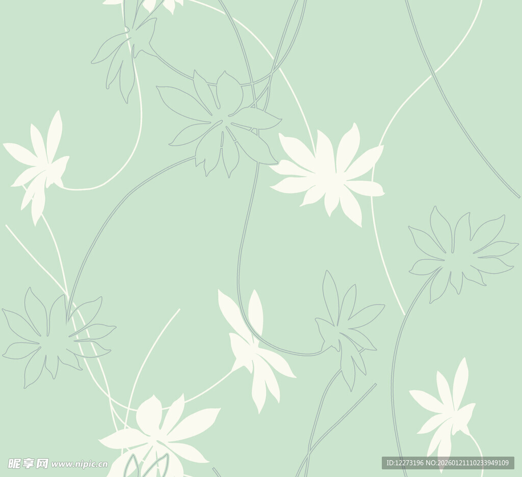 淡绿色花卉蜻蜓背景图案