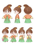 古风女孩多样造型插画