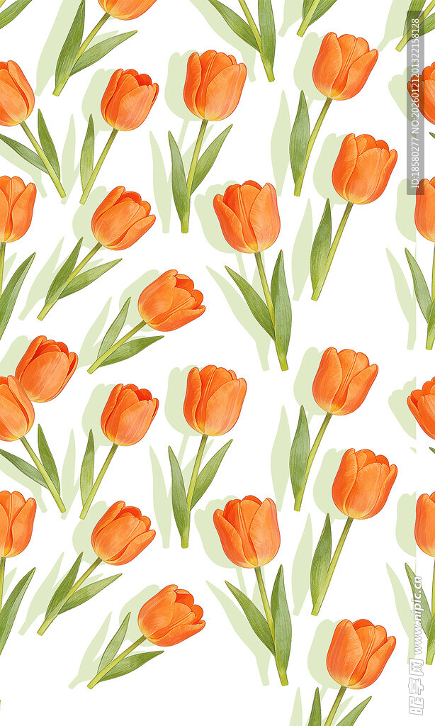 橙色郁金香花卉图案背景