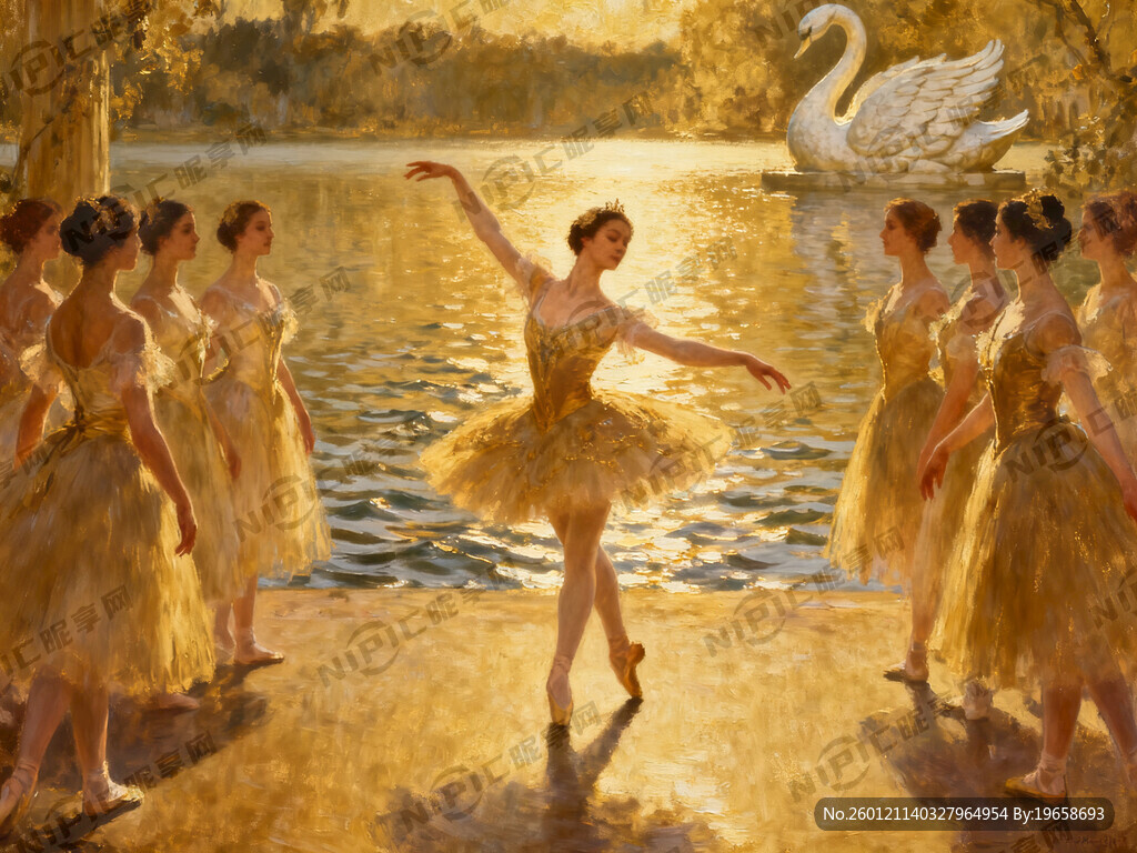 天鹅湖群舞 细腻油画感 女性