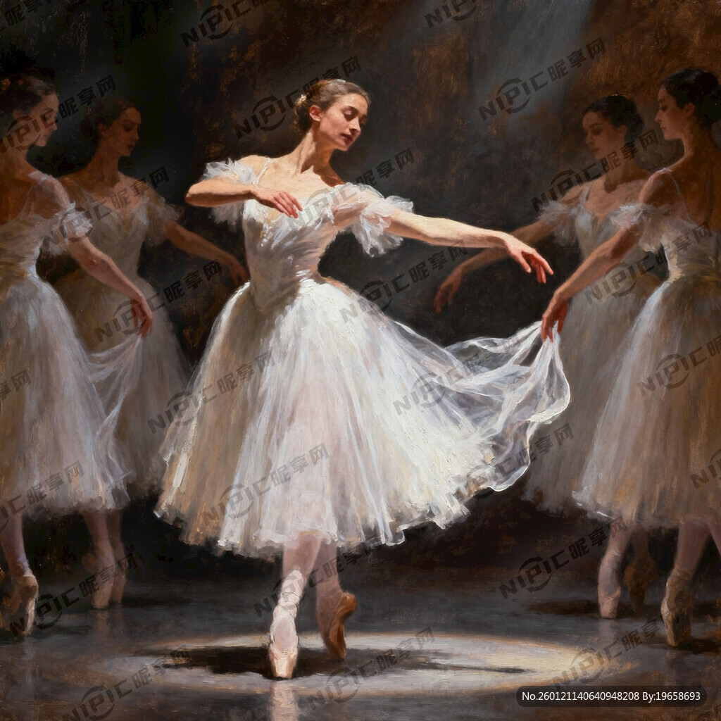 芭蕾舞群舞 细腻油画感 女性