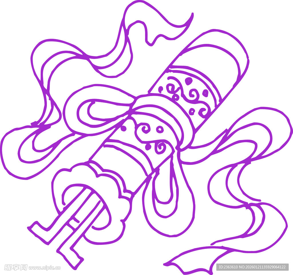 紫色卷轴插画