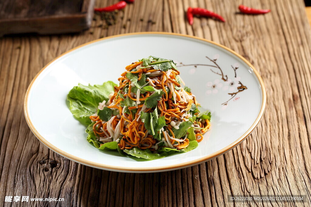 香菜拌金针拌虫草花