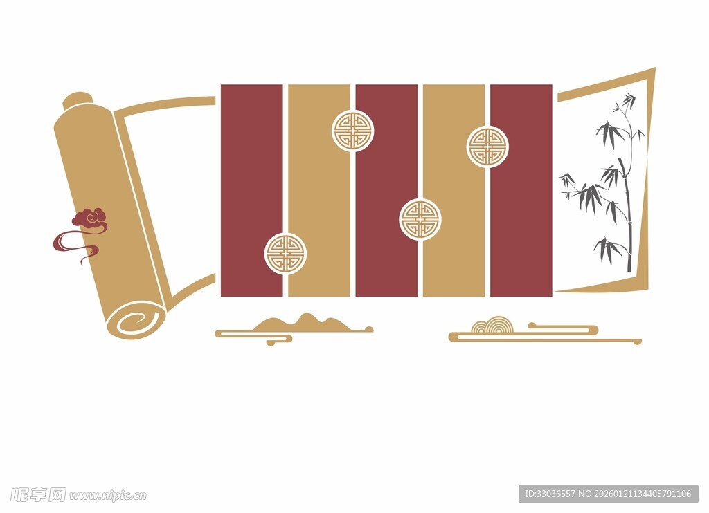 中式卷轴装饰文化墙