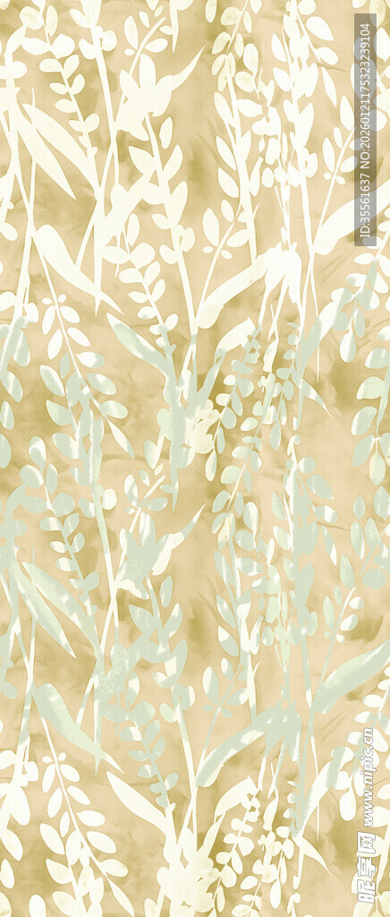 米黄色花卉纹理墙纸图案