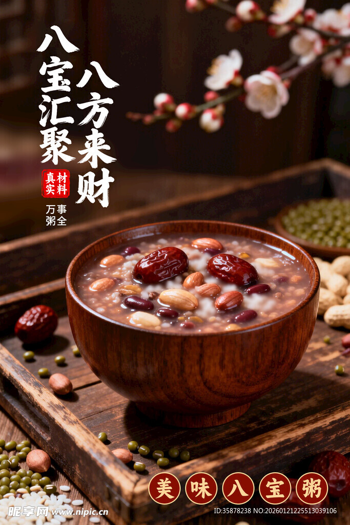 传统八宝粥腊八粥灯箱海报