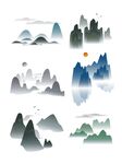 水墨山水风景元素集合