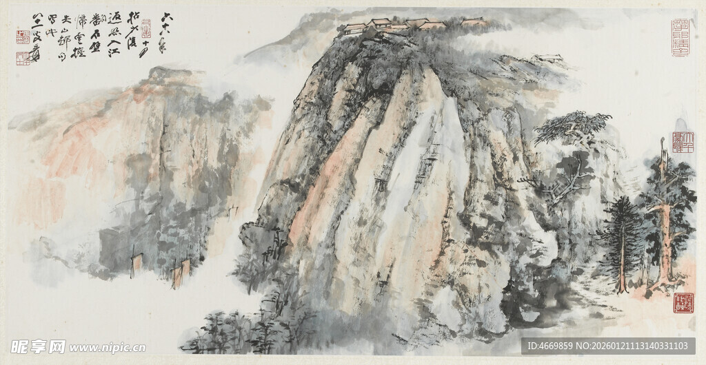 水墨山水国画风景图