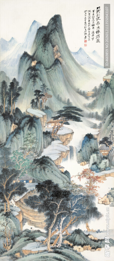 水墨山水国画风景图