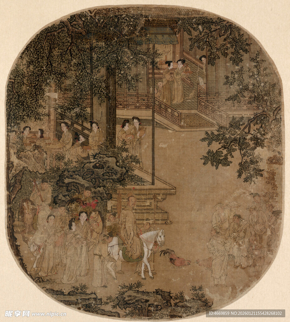 古代庭院生活场景图