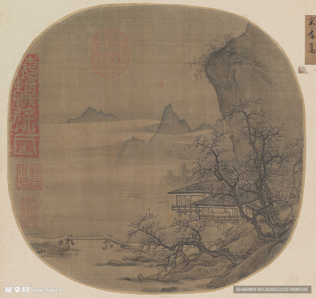 古代山水墨画风景图