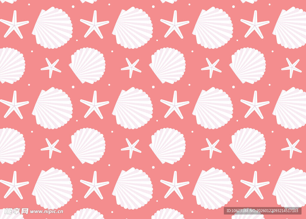 粉色底海洋元素图案