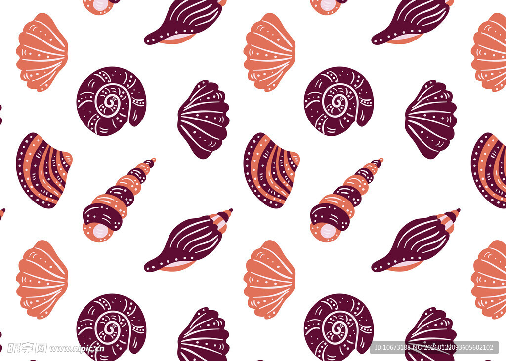 海洋贝壳图案无缝背景