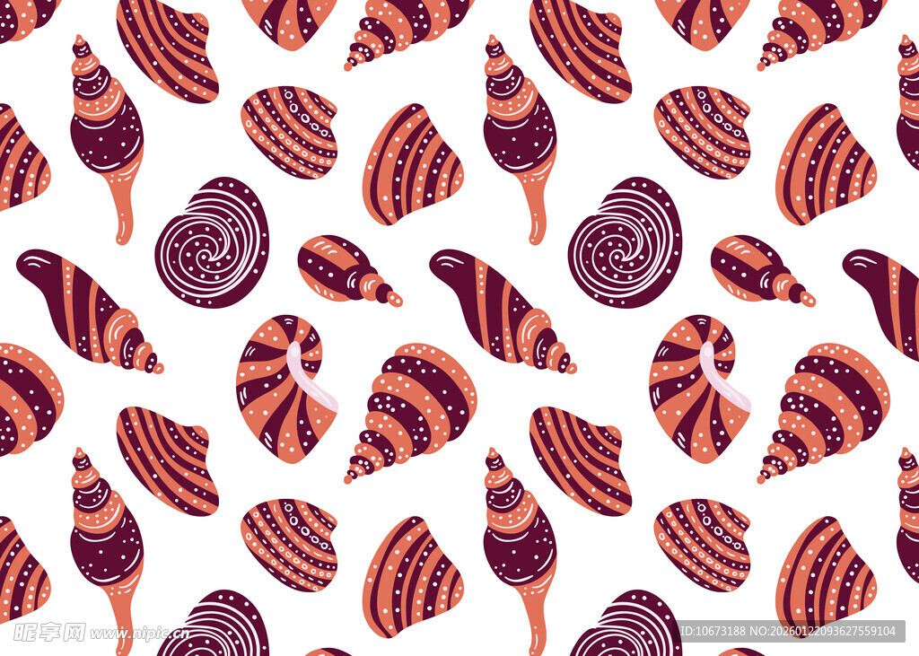 多彩贝壳图案无缝背景