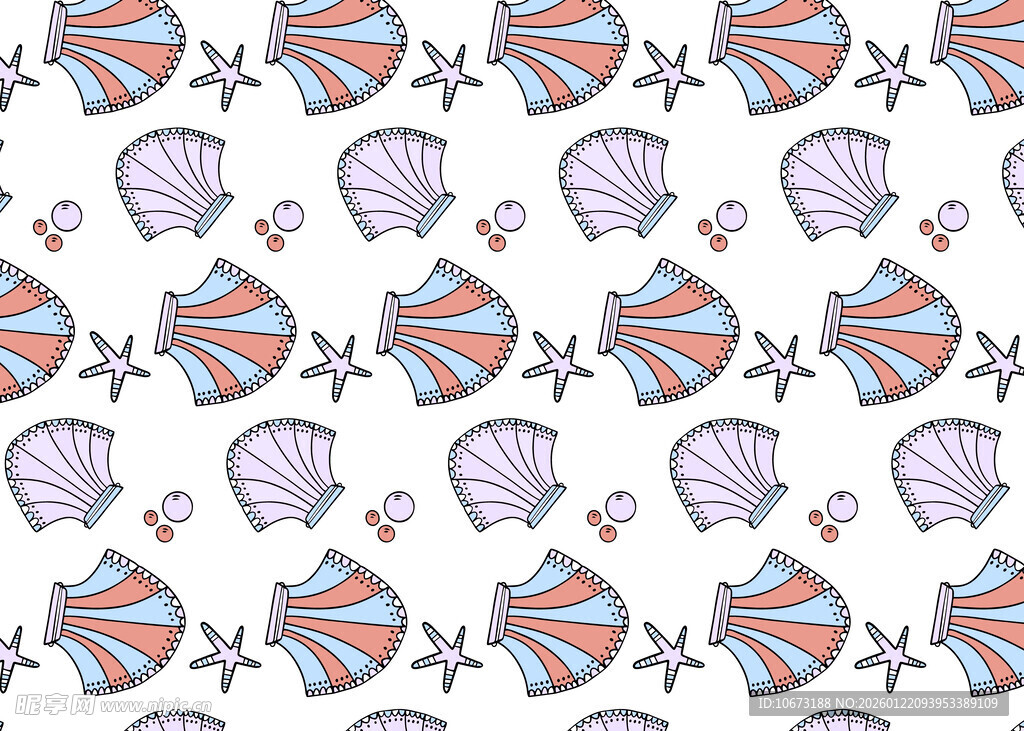 海洋元素无缝图案设计