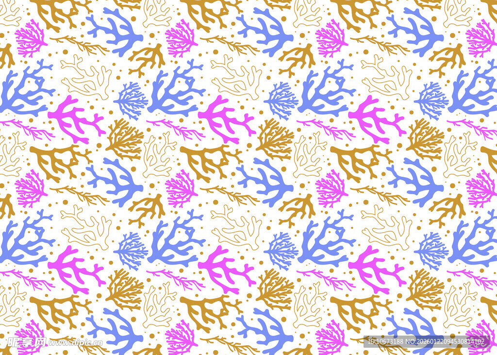多彩海洋生物图案纹理