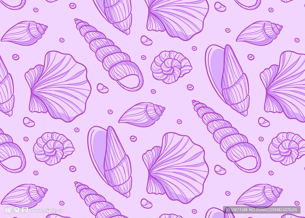 紫色贝壳海洋元素图案