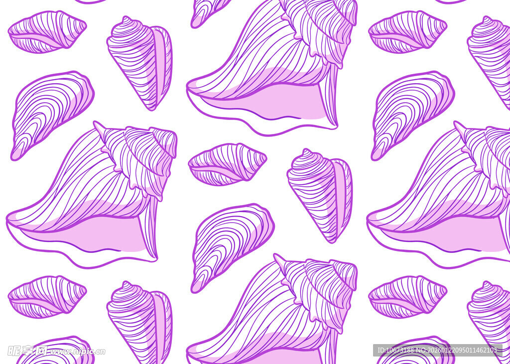 淡紫色贝壳图案背景设计