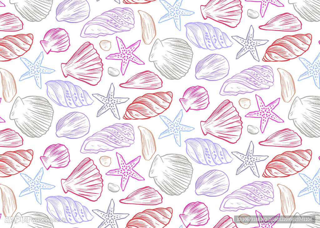 海洋风贝壳图案背景图