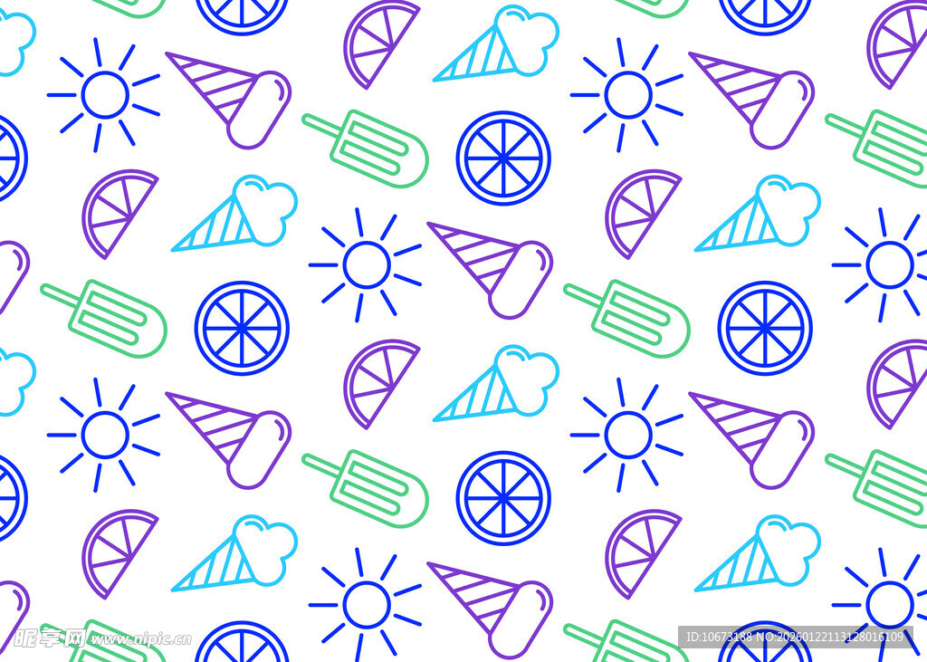 海洋元素无缝图案设计