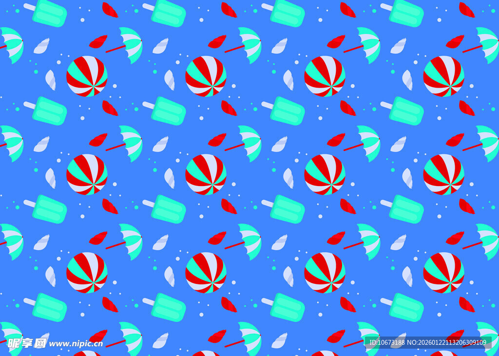 蓝色背景糖果图案无缝纹理