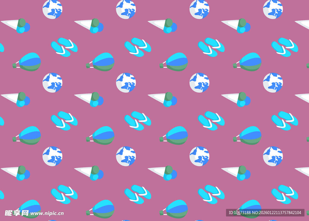 紫色底多彩卡通图案背景