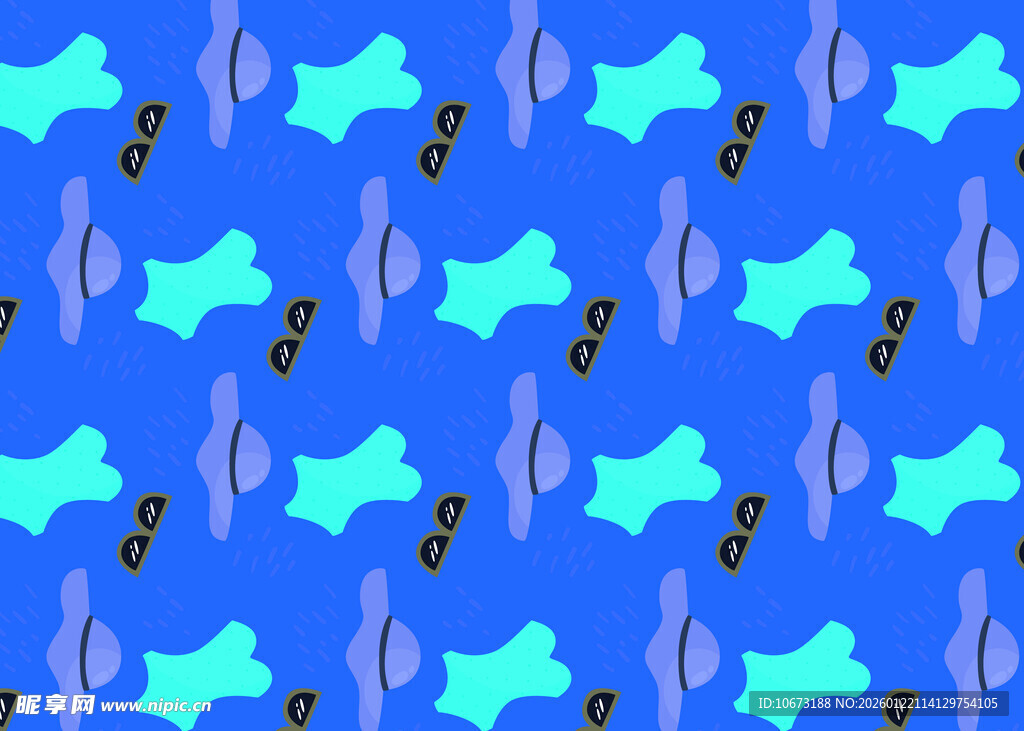 蓝色海洋生物图案背景