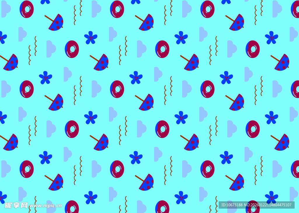 蓝色星星波点插画图案