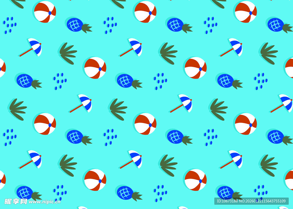 夏日海洋元素无缝图案